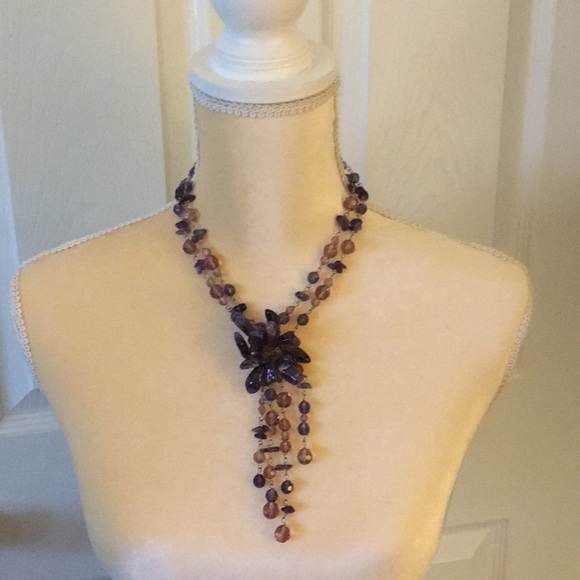Jewelry - Amethyst Floral choker waterfall necklace.